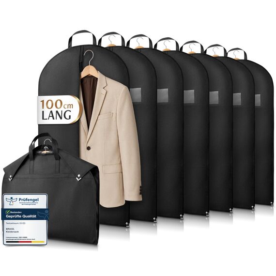 Bruce.® 7x Kleidersack Kurz 100x60cm – Atmungsaktive Kleiderhülle für Anzug, Jacke & Hemd – 120 GSM Materialstärke – Anzugtasche für Reisen & Aufbewahrung - Kleidersäcke herren