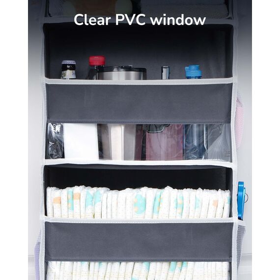 ULG Tür-Organizer, 1 Pack, 5 große Taschen, 10 Mesh-Seitentaschen, 20 kg Tragkraft, für Spielzeug, Schuhe, Windeln, Dunkelgrau