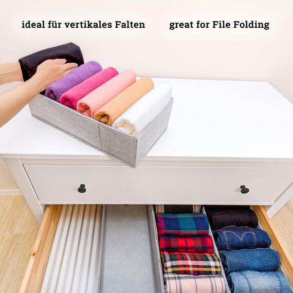 SIMPLE JOY® HEMNES FileFolding Box für ikea Hemnes Kommode, DAS ORIGINAL; passgenau; Stabiler Boden; Schubladen Ordnungssystem; Wickelbedarf, Kinderkleidung, Spielzeug, Pullis; 4er Set