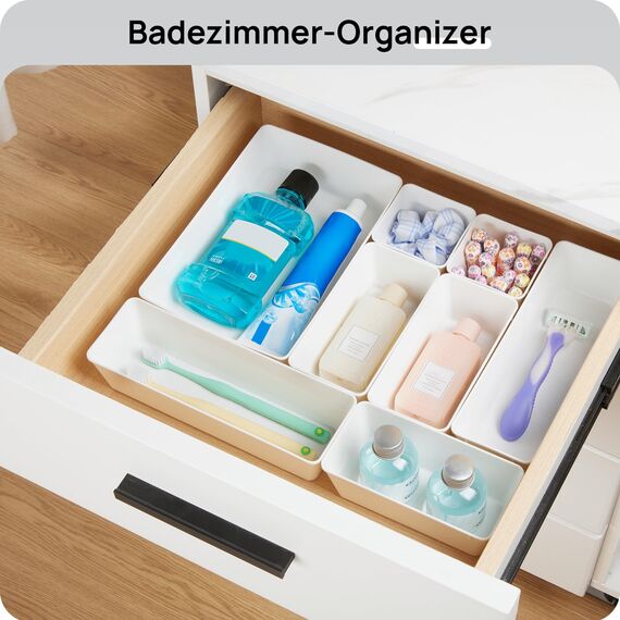 Vtopmart 25 Stücke Weiß Schubladen Organizer mit 4 Größen, Make up Ordnungssystem, Schminktisch Organizer Einsetzbar für Makeup, Küchen, Badezimmer, Büro, Schminktisch