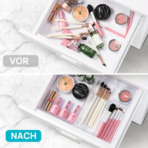 Vtopmart 9 Stücke Schubladen Organizer mit 4 Größen, Schminktisch Organizer, Organizer Schublade, Organizer Tabletts für Küchen, Schmuck, Schlafzimmer, Büro