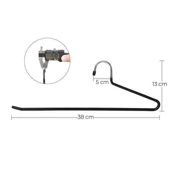 SONGMICS Hosenbügel, 20er Set, Kleiderbügel Hosen, offenes Ende, multifunktional, rutschfest, platzsparend, Länge 38 cm, schwarz CRI004-20