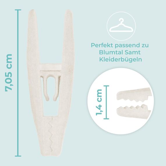 Blumtal Samt-Kleiderbügel, rutschfest, um 360° drehbar, für Mäntel, Anzüge, Hemden und Hosen, 30 Stück, Elfenbein
