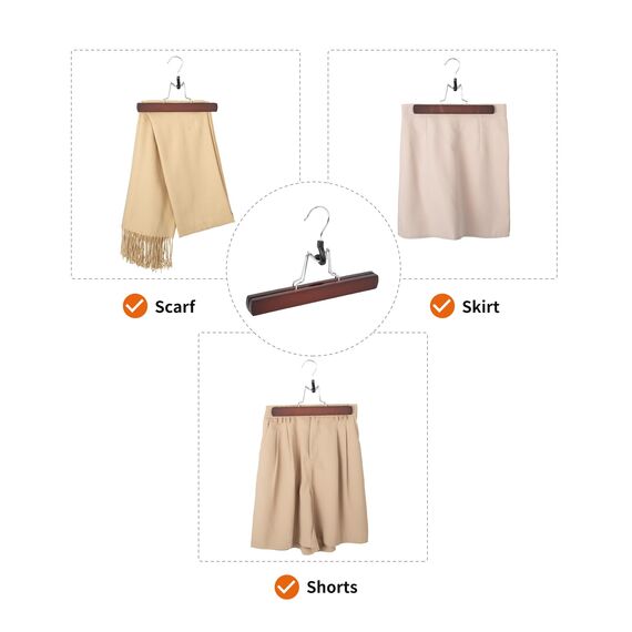 Amazon Basics Holzkleiderbügel für Hosen, Kirschrot, 10er-Pack, 25x16.5cm