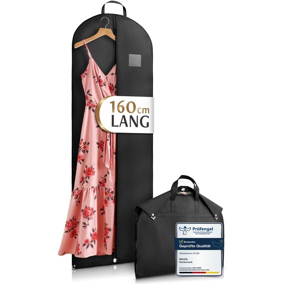 Bruce.® Kleidersack Lang 160x60 cm – Premium Kleiderhülle für Abendkleid, Robe & Trachten – 120 GSM Materialstärke – Atmungsaktive Schutzhülle für Reisen & Kleiderschrank - Kleidersäcke herren