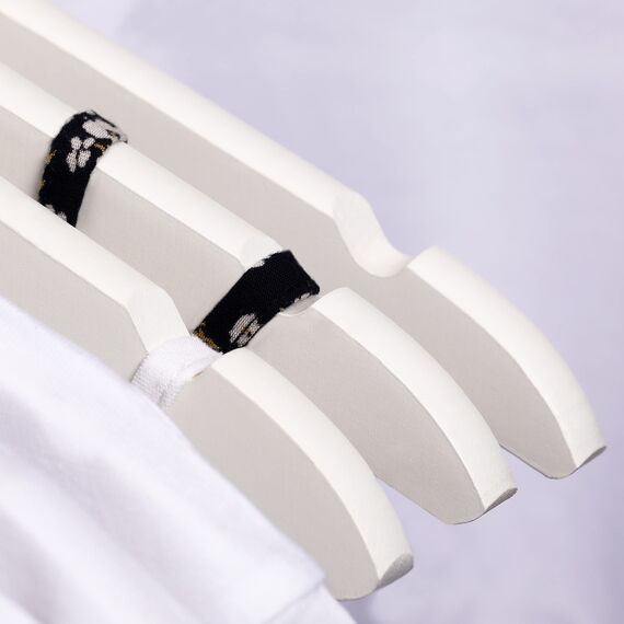 OGIVO Kleiderbügel Holz – 20er Set Holzbügel Bügel aus Holz für Ihre Garderobe – 360° drehbarer Haken – Einkerbungen an den Schultern – Hangers Clothes (Weiß)