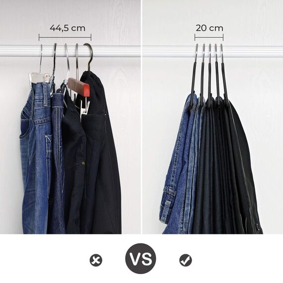 SONGMICS Hosenbügel, 20er Set, Kleiderbügel Hosen, offenes Ende, multifunktional, rutschfest, platzsparend, Länge 38 cm, schwarz CRI004-20