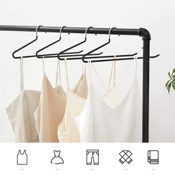 SONGMICS Hosenbügel, 20er Set, Kleiderbügel Hosen, offenes Ende, multifunktional, rutschfest, platzsparend, Länge 38 cm, schwarz CRI004-20