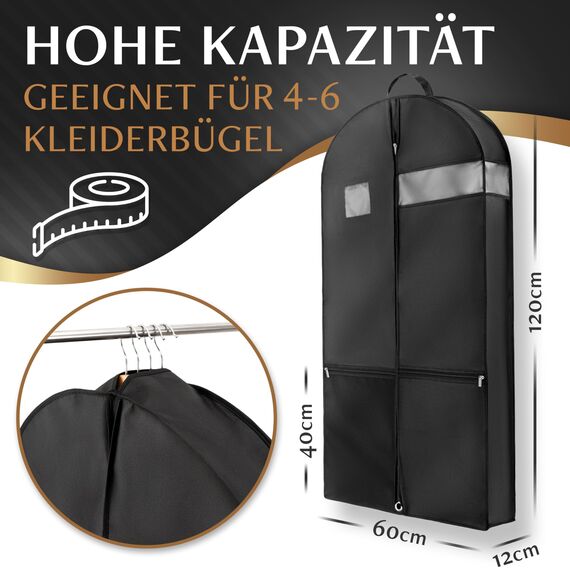 Bruce.® Großer Kleidersack 120 x 60 x 12 cm – Atmungsaktive Kleiderhülle für 4–6 Teile wie Anzug, Kleid & Jacke – 120 GSM Materialstärke – Ideal für Reisen & Aufbewahrung - Kleidersäcke herren