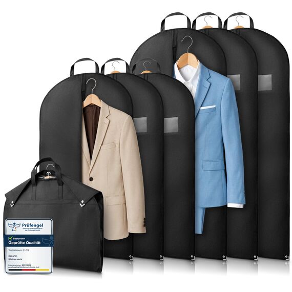 Bruce.® 6x Kleidersack Kurz - 3x 100x60 cm & 3x 120x60 cm – Atmungsaktive Kleiderhülle für Anzug, Jacke & Hemd – 120 GSM Materialstärke – Anzugtasche für Reisen & Aufbewahrung - Kleidersäcke herren