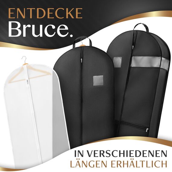 Bruce.® 6x Kleidersack Transparent - 3x 100×60 cm & 3x 120x60 cm – Atmungsaktive Kleiderhüllen aus PEVA für Anzug, Mantel, Kleid & Jacke – Für Reise & Aufbewahrung - Kleidersäcke herren