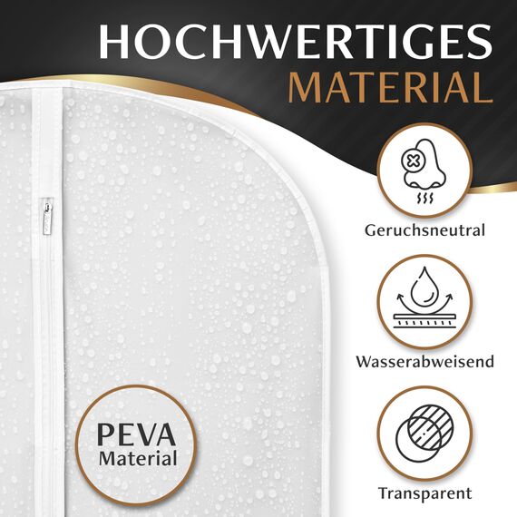 Bruce.® 6x Kleidersack Transparent 100×60 cm – Atmungsaktive Kleiderhüllen aus PEVA für Anzug, Mantel, Kleid & Jacke – Für Reise & Aufbewahrung - Kleidersäcke herren