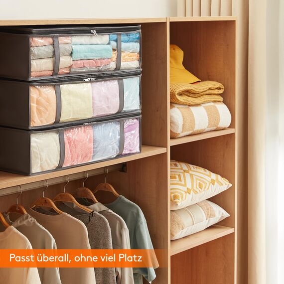 Lifewit 4 Stück 40L Unterbett Aufbewahrungsbox, Faltbare Unterbettkommode Aufbewahrungstasche Storage Boxes mit Deckel, Unterbett Aufbewahrung für Kleider Unterbett Kleiderschrank, Grau