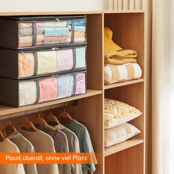 Lifewit 2 Stück 40L Unterbett Aufbewahrungsbox, Faltbare Unterbettkommode Aufbewahrungstasche Storage Boxes mit Deckel, Unterbett Aufbewahrung für Kleider Unterbett Kleiderschrank, Grau
