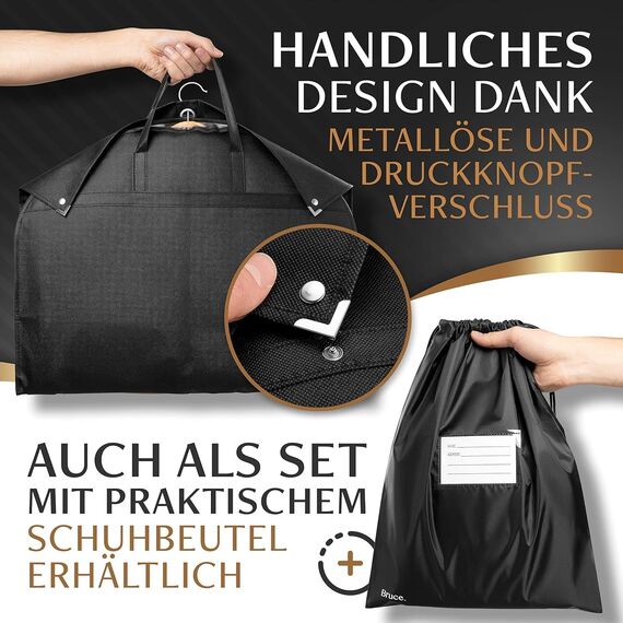 Bruce.® 5x Kleidersack Kurz 120x60 cm – Hochwertige Kleiderhülle für Anzug, Blazer, Kostüm & Kleid – 120 GSM Materialstärke – Anzugtasche für Reisen & Aufbewahrung - Kleidersäcke herren