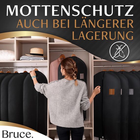 Bruce.® Kleidersack Lang 160x60 cm – Premium Kleiderhülle für Abendkleid, Robe & Trachten – 120 GSM Materialstärke – Atmungsaktive Schutzhülle für Reisen & Kleiderschrank - Kleidersäcke herren