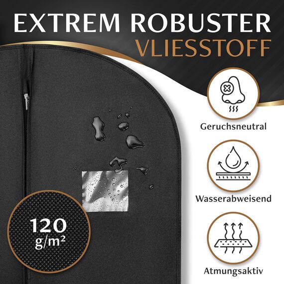 Bruce.® 5x Kleidersack Kurz 120x60 cm – Hochwertige Kleiderhülle für Anzug, Blazer, Kostüm & Kleid – 120 GSM Materialstärke – Anzugtasche für Reisen & Aufbewahrung - Kleidersäcke herren