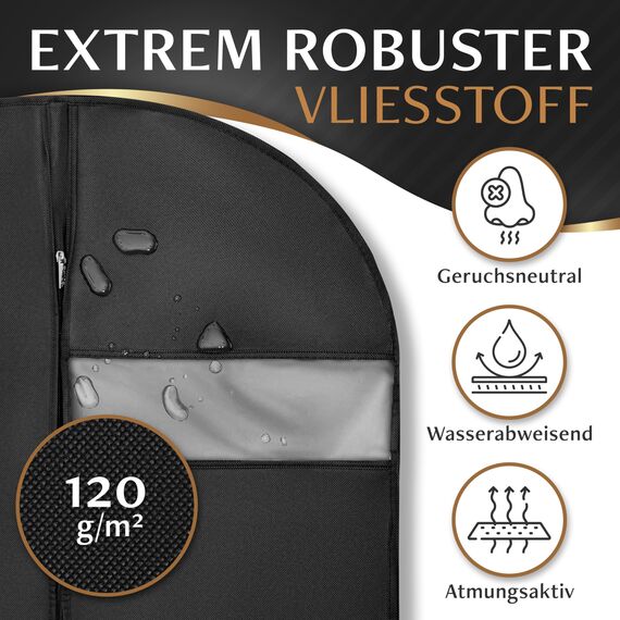 Bruce.® Großer Kleidersack 120 x 60 x 12 cm – Atmungsaktive Kleiderhülle für 4–6 Teile wie Anzug, Kleid & Jacke – 120 GSM Materialstärke – Ideal für Reisen & Aufbewahrung - Kleidersäcke herren