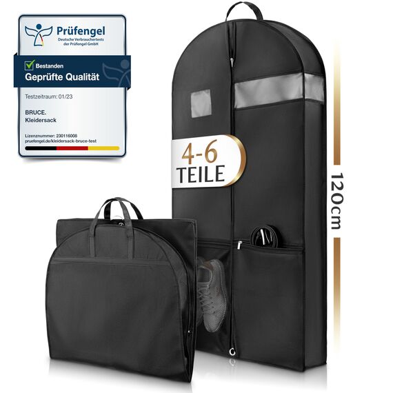 Bruce.® Großer Kleidersack 120 x 60 x 12 cm – Atmungsaktive Kleiderhülle für 4–6 Teile wie Anzug, Kleid & Jacke – 120 GSM Materialstärke – Ideal für Reisen & Aufbewahrung - Kleidersäcke herren