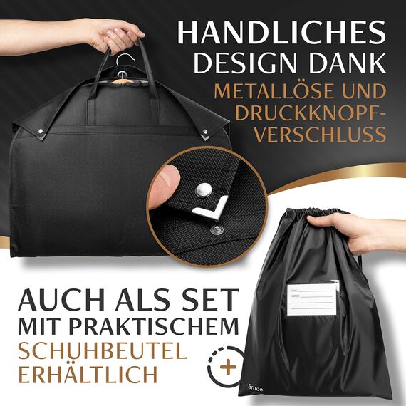 Bruce.® Kleidersack Lang 152x60 cm – Atmungsaktive Kleiderhülle für Mantel, Kleid & Kostüm – 120 GSM Materialstärke – Kleiderschutzhülle für Aufbewahrung & Reise - Kleidersäcke herren
