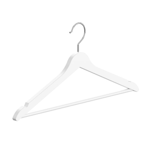 OGIVO Kleiderbügel Holz – 10er Set Holzbügel Bügel aus Holz für Ihre Garderobe – 360° drehbarer Haken – Einkerbungen an den Schultern – Hangers Clothes (Weiß)