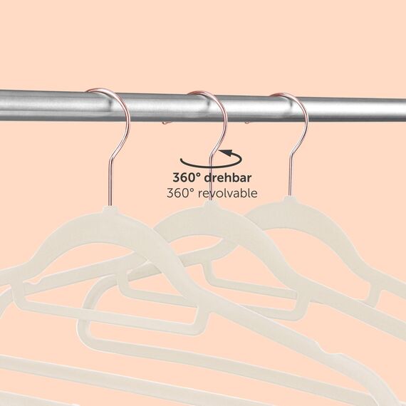 Blumtal Kleiderbügel 50 Stück - Kleiderbügel Samt 360° drehbar und belastbar - Kleiderbügel platzsparend und rutschfest - Kleiderbügel Weiß mit Samtbezug - Samtbügel/Velvet Hangers - Hemdenbügel Weiß