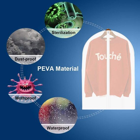 Niviy Kleidersäcke 6 Stück Transparent Kleidersack 120 x 60 cm + 100 x 60 cm,Atmungsaktiver Stoff, Mottenschutz Anzugsack, für Anzüge Kleider Mäntel Sakkos Hemden Abendkleider Anzugsack Aufbewahrung