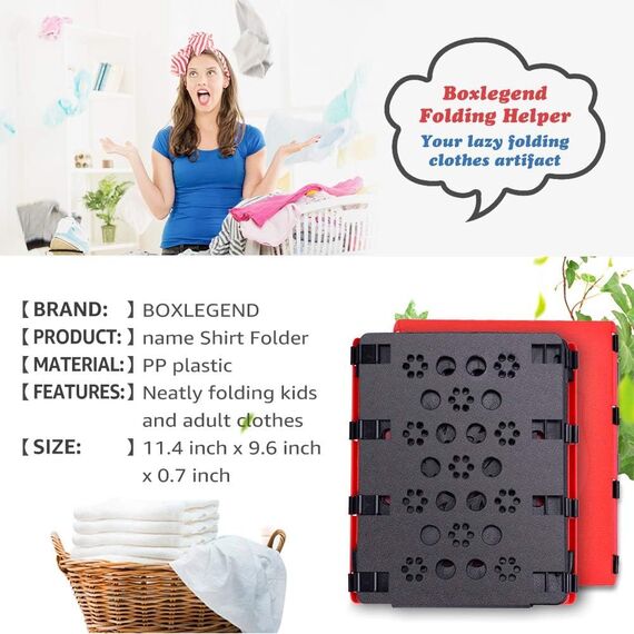 BoxLegend V3 Faltbrett für Kleidung Pollover Hosen Hemden Wäsche Kinder- und Erwachsen Falthilfe für Wäsche T Shirt Falten Zusammenlegen Wäschefalter Hemdenfalter, Rot