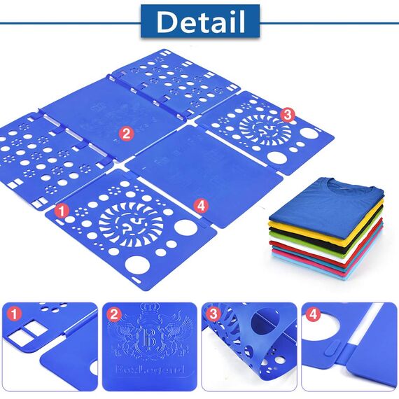 BoxLegend Faltbrett Für Kleidung Hemden Wäsche Erwachsen Faltbrett Kleidung T Shirt Faltbrett Wäsche Faltbrett Verstelltbar Hemdenfalter,Blau