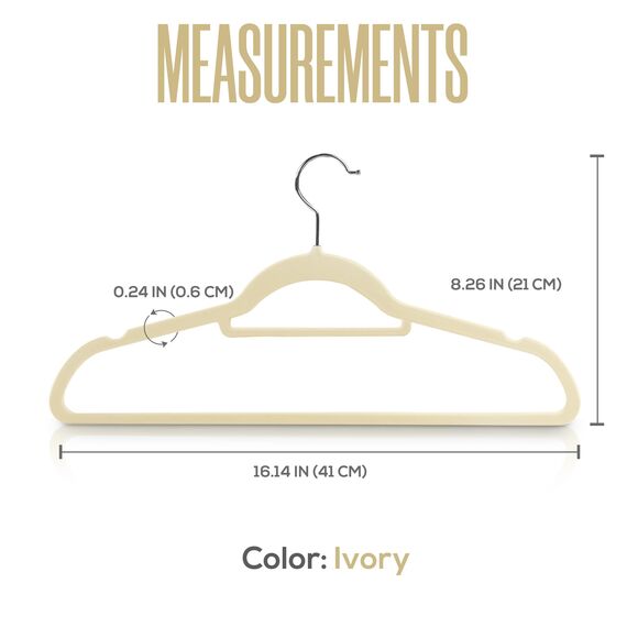 Utopia Home - Antirutsch-Kleiderbügel aus Samt - rutschfeste und strapazierfähige Kleiderbügel aus Samt mit Krawattenhalter - Stark genug, Jacken und Pullover zu halten (Elfenbein, 20er-Pack)