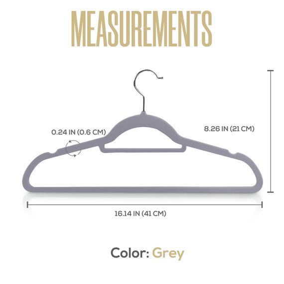 Utopia Home -Premium-Antirutsch-Kleiderbügel aus Samt - rutschfeste und strapazierfähige Kleiderbügel aus Samt mit Krawattenhalter - Stark genug, Jacken und Pullover zu halten (Grau, 30er-Pack)