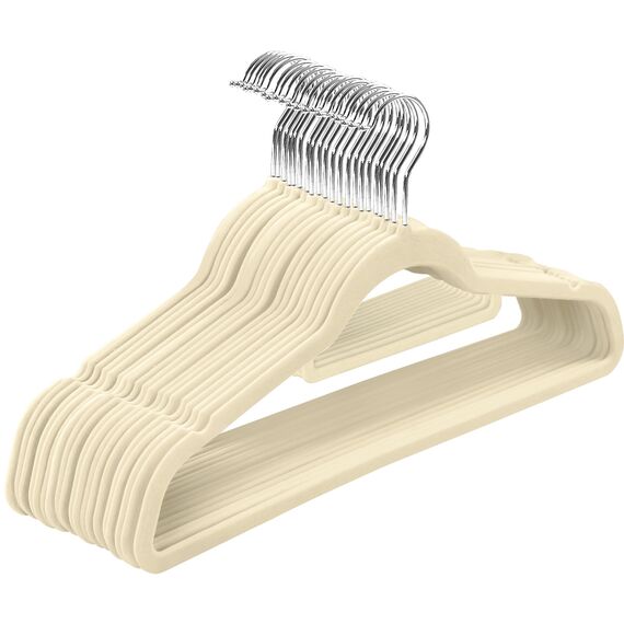 Utopia Home - Antirutsch-Kleiderbügel aus Samt - rutschfeste und strapazierfähige Kleiderbügel aus Samt mit Krawattenhalter - Stark genug, Jacken und Pullover zu halten (Elfenbein, 20er-Pack)