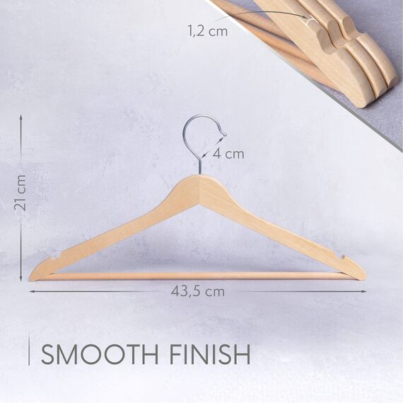 OGIVO Kleiderbügel Holz – 10er Set Holzbügel Bügel aus Holz für Ihre Garderobe – 360° drehbarer Haken – Einkerbungen an den Schultern – Hangers Clothes (Natur)