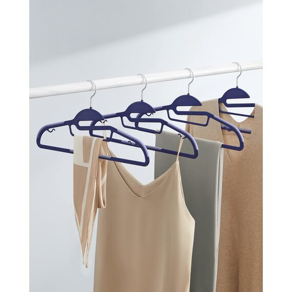 SONGMICS Kleiderbügel Kunststoff, 20er Set, Bügel mit U-förmiger Öffnung, platzsparend, 0,5 cm dick, 41,5 cm breit, um 360° drehbarer Haken, dunkelblau-hellblau CRP041C02