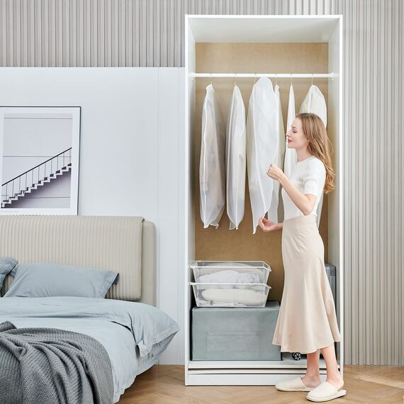 GoMaihe 12 Stück Kleidersack Anzug Lange, 60 x 120/100cm Rand Transparent Anzugtasche Kleidersäcke, Kleiderhülle Anzugsack Abendkleid Brautkleid Mäntel Hemden Mottenschutz Wasserdicht, MEHRWEG