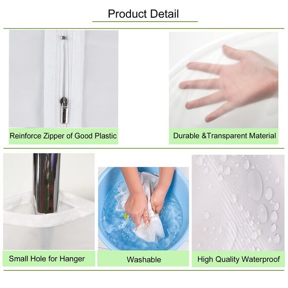 Niviy Kleidersack Anzug Weiß 12 Stück Mottenschutz Kleidersäcke,Durchscheinend 60x100 cm Atmungsaktiver Stoff, für Anzüge Kleider Mäntel Sakkos Hemden Abendkleider Anzugsack Aufbewahrung Kleiderhülle