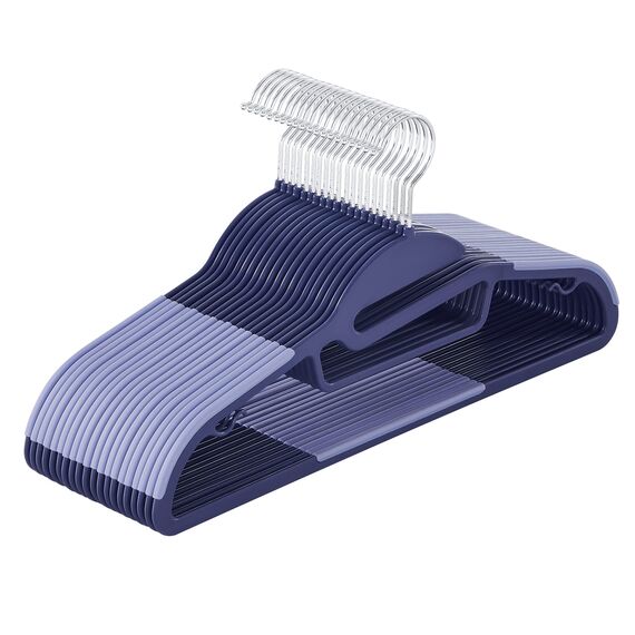 SONGMICS Kleiderbügel Kunststoff, 20er Set, Bügel mit U-förmiger Öffnung, platzsparend, 0,5 cm dick, 41,5 cm breit, um 360° drehbarer Haken, dunkelblau-hellblau CRP041C02