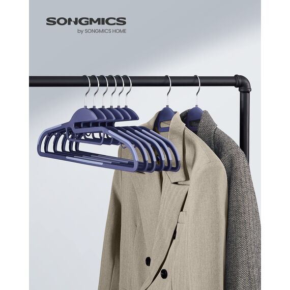 SONGMICS Kleiderbügel Kunststoff, 20er Set, Bügel mit U-förmiger Öffnung, platzsparend, 0,5 cm dick, 41,5 cm breit, um 360° drehbarer Haken, dunkelblau-hellblau CRP041C02