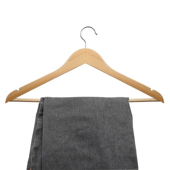 40 x Kleiderbügel Holz VonBueren | 44,5 x 22 cm je Bügel/Holzbügel | Holzkleiderbügel | 360 Grad drehbar