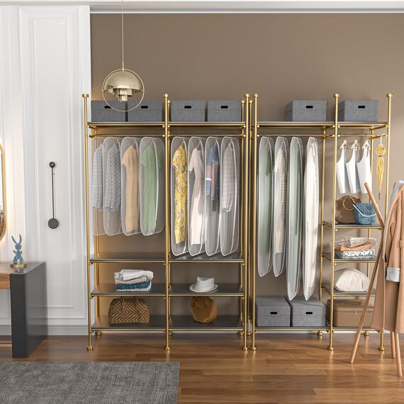 GoMaihe Kleidersack 8-Stück Lang 60CM×160CM Transparent Anzug: Kleidersäcke mit Reißverschluss für Anzüge Kleider Abendkleider Jacken Mäntel Kleidung Aufbewahrung Weiß