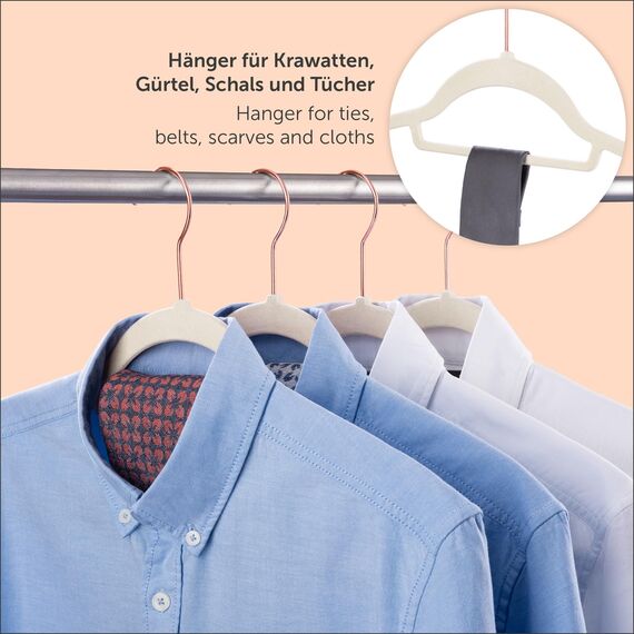 Blumtal Kleiderbügel 50 Stück - Kleiderbügel Samt 360° drehbar und belastbar - Kleiderbügel platzsparend und rutschfest - Kleiderbügel Weiß mit Samtbezug - Samtbügel/Velvet Hangers - Hemdenbügel Weiß