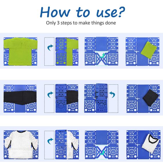 BoxLegend Faltbrett Für Kleidung Hemden Wäsche Erwachsen Faltbrett Kleidung T Shirt Faltbrett Wäsche Faltbrett Verstelltbar Hemdenfalter,Blau