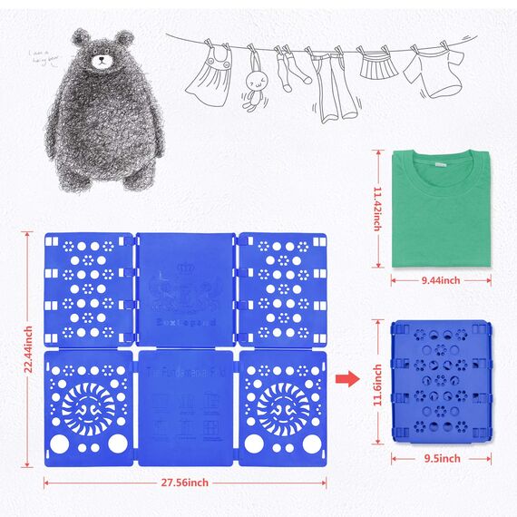 BoxLegend Faltbrett Für Kleidung Hemden Wäsche Erwachsen Faltbrett Kleidung T Shirt Faltbrett Wäsche Faltbrett Verstelltbar Hemdenfalter,Blau