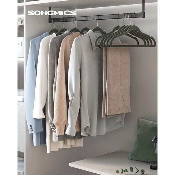 SONGMICS Kleiderbügel Samt, 30er Set, Bügel, Jackenbügel, 41,5 cm breit, Anzugbügel, dünn, gut belastbar, um 360° drehbarer Haken, für Mäntel, Hemden und Anzüge, grau CRF26V