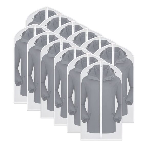 HomeClean Hängende Kleider Taschen 60 x 100cm (12er Pack) mit Reißverschluss PEVA Kleiderabdeckung für Kleiderschrank und Reise, Kleiderabdeckungen für Mäntel
