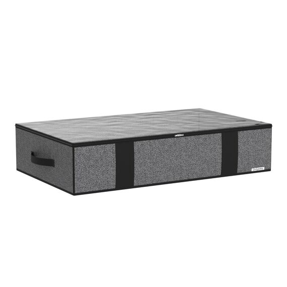 homyfort 2 Stück Premium Unterbettkommode mit Sichtfenster, Unterbett-Aufbewahrungstasche Kleideraufbewahrung, Decken Organisator Lagerbehälter, 4 Haltegriffen, 100x50x15cm, Schwarz Leinen,