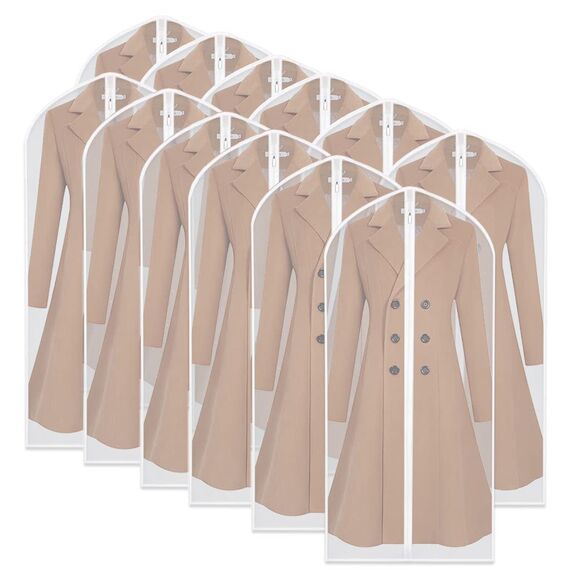 Hängende Kleidertaschen 60 x 140cm(12 Pack) mit Reißverschluss PEVA Kleiderabdeckung Kleidertaschen Kleiderabdeckungstaschen für Kleiderschrank Lagerung und Reise, Kleiderabdeckungen für Mäntel