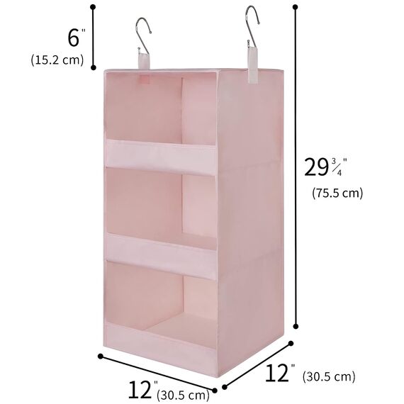 GRANNY SAYS Hängeregal Schrank Organizer mit 3 Fächern, 1 Stück Kleiderschrank Hängeorganizer stabil, Rosa Organizer Schrank Hängend, Faltbare Hängeregal Stoff Schmal, Hanging Wardrobe Organiser