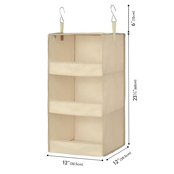 GRANNY SAYS hänge Organizer mit 3 Fächern, 1 Stück Hängeaufbewahrung Schrank, Kleiderschrank Organizer Hängend, Khaki Hängeregal, Hängeorganizer Schrank, Faltbare hänge Regal Stoff
