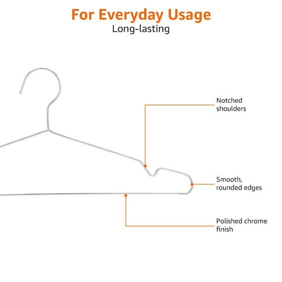 Amazon Basics Kleiderbügel aus Edelstahl, 20er-Pack, Chrome